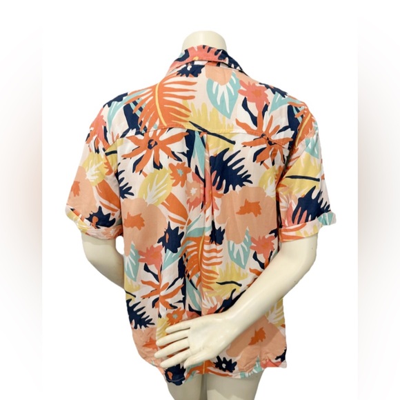 Roxy Women’s Hawaiian Shirt XL Tropical Floral Button Front Short Sleeve - Picture 2 of 11